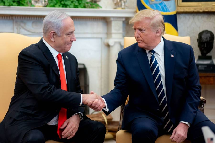 President Donald J. Trump and Vice President Mike Pence participate in an
expanded bilateral meeting with Israeli Prime Minister Benjamin Netanyahu
Monday, Jan. 27, 2020, in the Oval Office of the White House. (Official White... President Donald J. Trump and Vice President Mike Pence participate in an
expanded bilateral meeting with Israeli Prime Minister Benjamin Netanyahu
Monday, Jan. 27, 2020, in the Oval Office of the White House. (Official White...